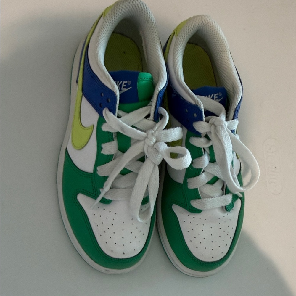 Nike Kids Low-Top Sneakers in Green, White, Blue and Yellow